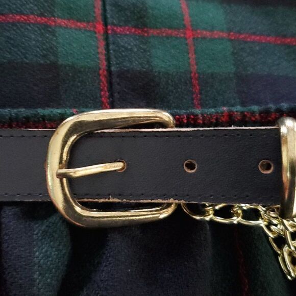 Vtg Wool Plaid Straight Skirt 10P 10 Petite Green Navy Blue Red Elastic Waist - Picture 5 of 7